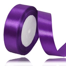 Purple Ribbon 1 Inch, 25 Yards Purple Satin Ribbon for Flower Bouquets, Crafting, Gift Wrapping, Bows Making, Graduations, Wedding Invitations, Christmas Trees Decorations