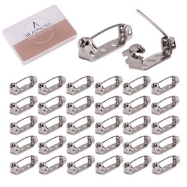 BEADNOVA Brooch Pin Backs Bar Pin Back Clasp Silver Tone Brooch Pin Backs with Safety Locking for Craft Name Badge (100pcs)