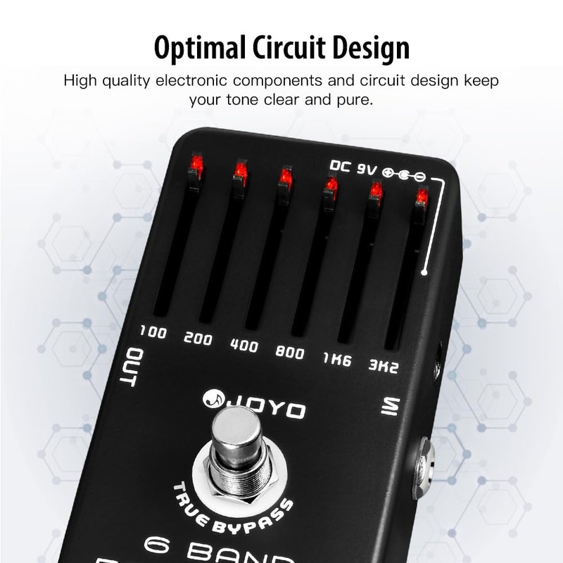 JOYO 6-Band EQ Pedal Electric Guitar Equalizer (100Hz 200Hz 400Hz