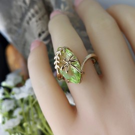 Elegant Dragonfly Ring with Wate Rish Zirconia - Perfect Anniversary or Birthday Gift for Her, Bohemian Style, 14K Golden PlatedColor: Silver, Ring Size: 8