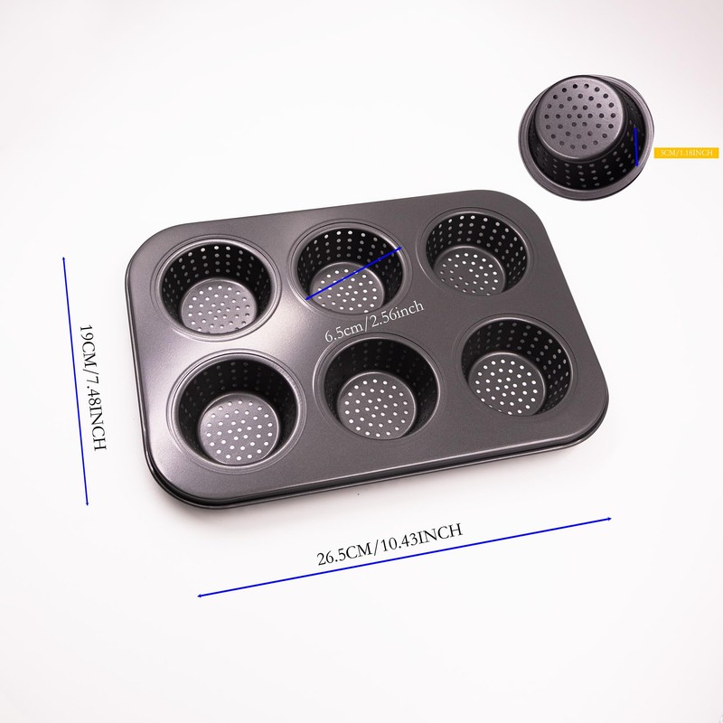 6 Muffin Moulds Baking Tray Cupcake Moulds Cups Perforated Mince