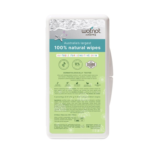 Wotnot Naturals 100% Natural Wipes with Travel Hard Case x