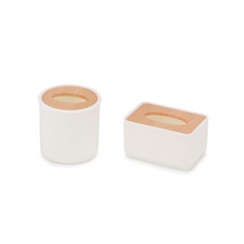 Dollhouse Tissue Box 2Pcs Miniature House Accessories, Round Tube & Rectangle Papar Box Set for Toliet Living Room Decoration, Tissue Holder Model for DIY Craft (1:6 Scale)