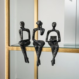 XINXUAN Letter - Black Statue Home Decor - Modern Bookshelf & Desk Decor - 3 Piece Set