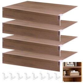 FONUNO Wire Rack Covers for Pantry Shelf Covers for Wire Shelving Liners Removable 4 Pack with Holders for Closet Pantry Kitchen Bathroom Office Store, 24 x 12 Inch, Walnut Brown Wood Color