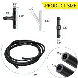 Windshield Washer Hose Kit - 4 Meter Universal Washer Fluid Hose with 12 Pcs Hose Connectors, Compatible with Most Windshield Washer Nozzle Installation, for Connecting Car Water Pumps and Nozzles