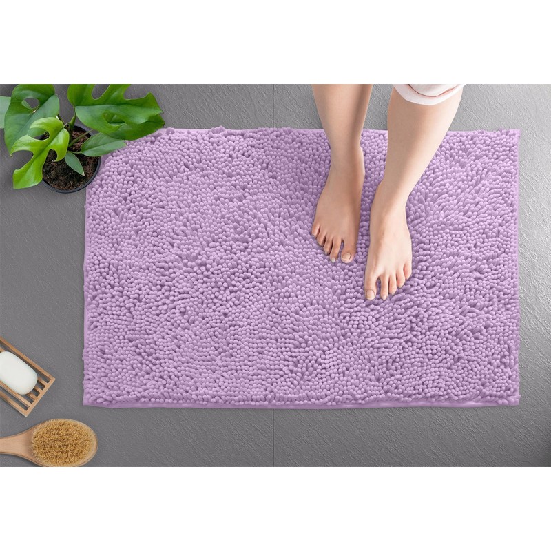 LuxUrux Bath Mat-Extra-Soft Plush Bath Shower Bathroom Rug, 1'' Chenille