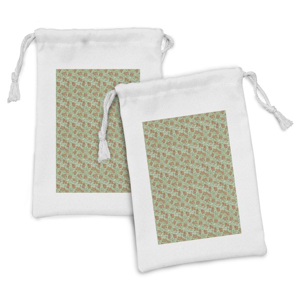 Ambesonne Cartoon Fabric Pouch Set of 2, Pattern of Chinese