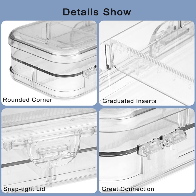 BTSKY Double Deck Pencils Box Clear Plastic Stationery Box with