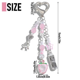 Shimmeroo Novelty Cute Keychains Aesthetic Y2K Keychain Strawberry Charms Stylish Key Chains for Women Bag Purse Accessories