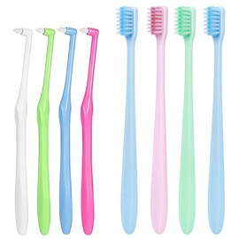 Ainiya Orthodontic Toothbrush Set for Braces,4 Count Orthodontic Toothbrushes and 4 Count End Tuft Orthodontic Toothbrushes