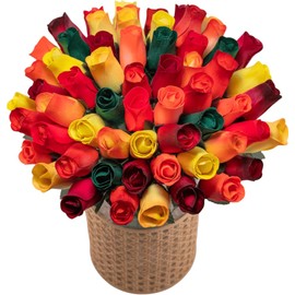 Shop ZoomBee 72 Assorted Fall Inspired Wooden Roses - Rustic Autumn Colors for Home Decor, Bouquets, Crafts, Gifts – 13 Inch Hand Crafted Forever Lasting Flowers - Autumnal Harvest Color Collection