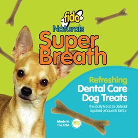 Fido Fido Naturals Super Breath Dental Care Bones for Dogs - 100 Count Mini Dog Dental Treats for Extra Small Dogs, Made in USA, Tasty Dog Dental Chews Help Reduce Plaque, Tartar Buildup & Freshens Breath