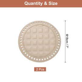 sourcing map Crochet Bag Making Kit, 7 Inch Round PU Leather Bag Bottom Purse Making Supplies for DIY Crochet Bag Shoulder Bag, Khaki