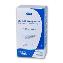 Gauze Swabs 10 x 20 cm Compresses Sterile 8-fold 50 Pieces