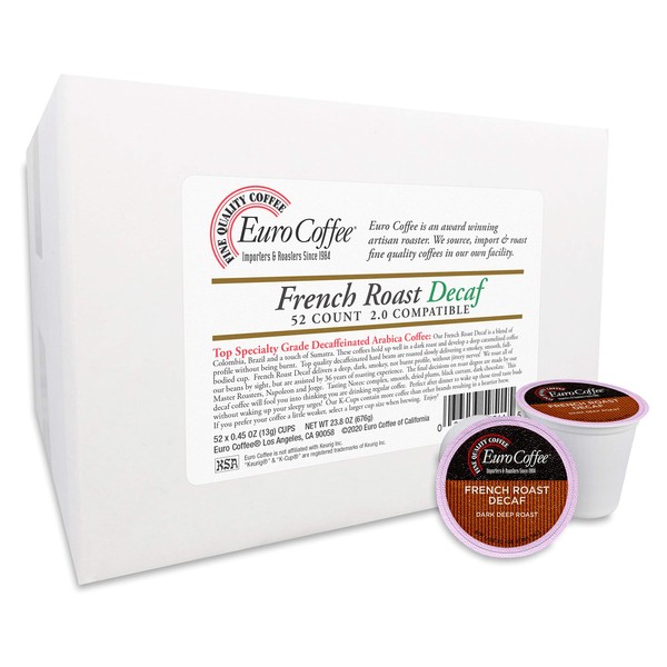 Euro Coffee Single-Serve K-Cup Keurig 2.0 Compatible (French Roast Decaf,