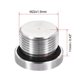uxcell Stainless Steel Inner Hex Head M22x1.5 Pipe Fitting Plug with Seal Ring for Terminate Pipe Ends