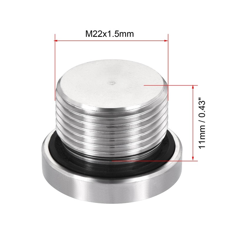uxcell Stainless Steel Inner Hex Head M22x1.5 Pipe Fitting Plug