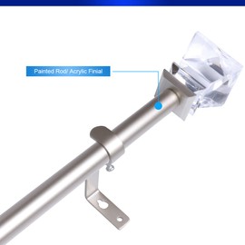 DAINTIER 3/4 inch Single Window Curtain Rod with Diamond Acrylic Finial,36-66 inch,Champagne Gold