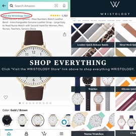 Wristology Roman Numerals Boyfriend Watch Gold with Interchangeable Black Leather Watch Band - Large Easy Read Analog Face for Women, Men, Unisex Stella Collection