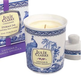 Julie Clarke Irish Scented Hand Poured Candle 100% Natural Vegan Wax Fine Porcelain Jar Lavender and Garden Angelica 30 Hours Burn Time Made in Ireland Gift Home Decor