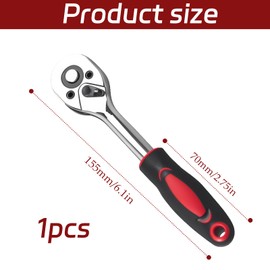 1/4" Drive Ratchet Wrench Set, 24-Tooth Quick-Release Socket Ratchet with Anti-Slip Grip, Reversible Torque Wrench for Car Repair, Furniture Assembly & Auto Maintenance Tools Professional Garage/Home