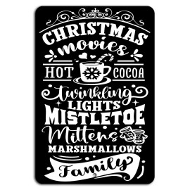 Gift n Gag Christmas Movies, Hot Cocoa, Mistletoe, Family Fun Rustic Sign