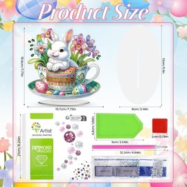 Dongcill Diamond Painting Easter Rabbit, DIY Diamond Painting Easter Decoration, Easter Double-Sided 5D Diamond Painting Spring Easter Rabbit Table Decoration for Adults Children Gift