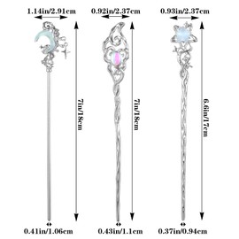 5PCS Star Moon Hair Sticks for Buns, Vintage Hair Sticks, Metal Hair Bun Updo Holders Chopsticks Hair Styling Hair Accessories for Long Hair Women Girls (Silver)