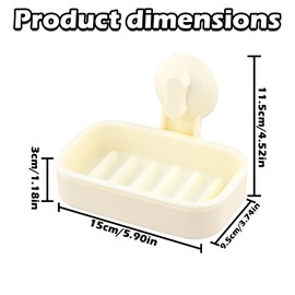 Volumoon Soap Dishes, Suction Cup Soap Dish for Shower, Wall Mounted Soap Box, Removable Plastic Soap Dishes with Drainage, for Shower Wall, Bathroom, Tub and Kitchen Sink (Beige)