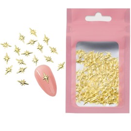 200Pcs 3D Gold Star Nail Charms - Alloy Nail Art Decorations for Acrylic Nails, DIY Nail Supplies & Manicure Accessories