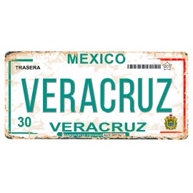 Custom Set Veracruz Mexico Aluminum License Plate Placa 6" x12" and Sticker 2"x4"