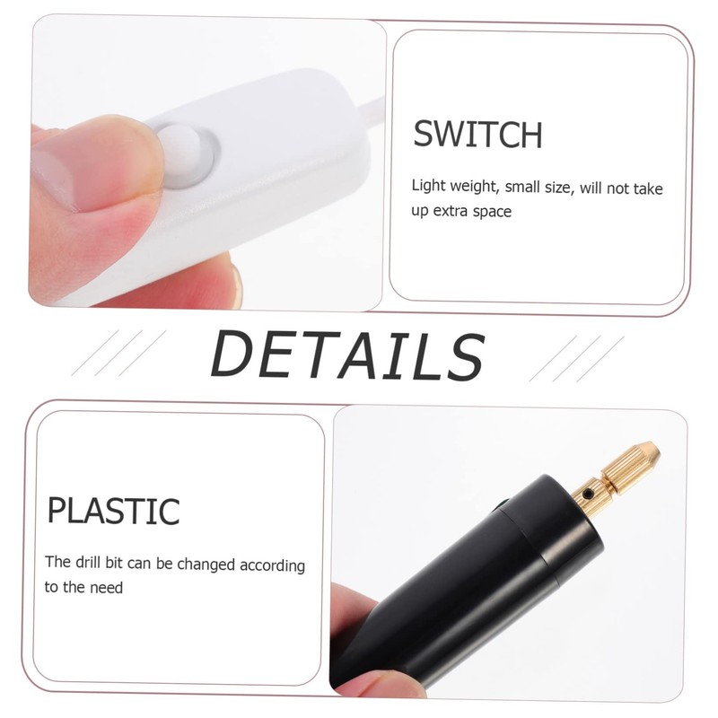 jojofuny 1set Electric Mini Drill Pen Usb Charging Punch Tool