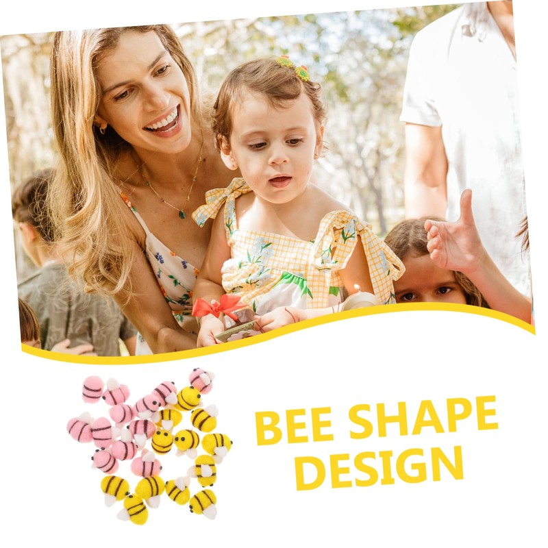 COHEALI 24Pcs Wool Felt Bee Ornaments Adorable Yellow Decorations for