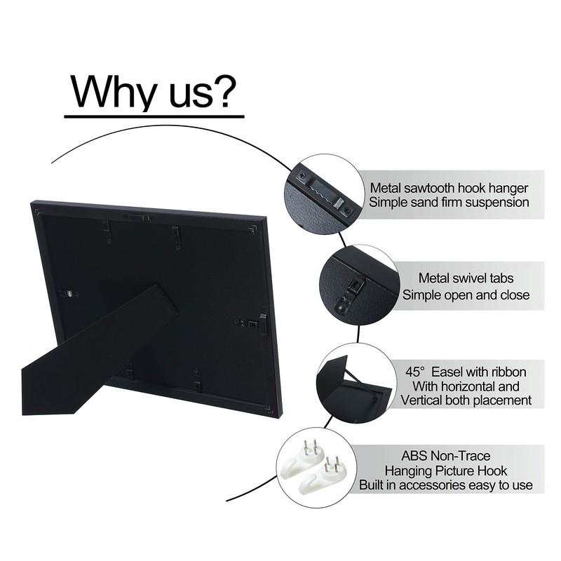 ELSKER&HOME 8.5x11 Certificate Frame - Classic Black Color Frame -