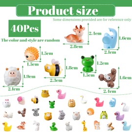 40pcs Mini Resin Animals, 40 Style Cute Tiny Resin Animals Mini Little Miniature Plastic Animal Figurines Bulk for Micro Fairy Garden Landscape DIY Miniature Dollhouse Accessories Hide Crafts Decor