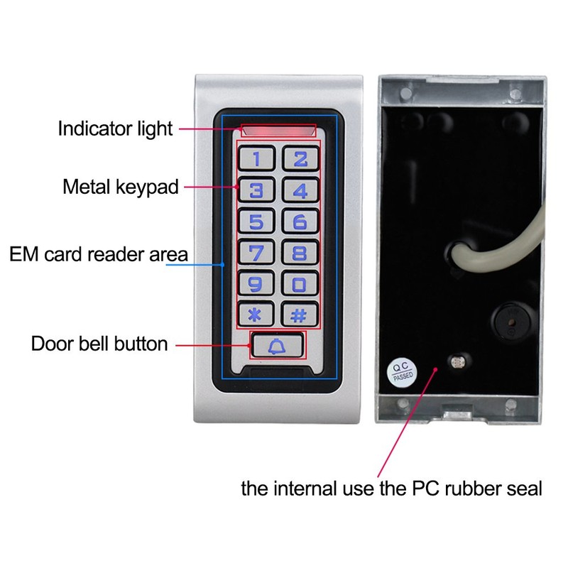 HFeng Standalone IP68 Waterproof RFID Access Control Keypad Metal Card