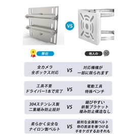 (Compatible with Almost All Cameras) Security Camera Mounting Brackets - Safe for Beginners, No Drilling Required, Made of 304 Stainless Steel, Security Stickers & Tools, Multiple Uses for Gutters