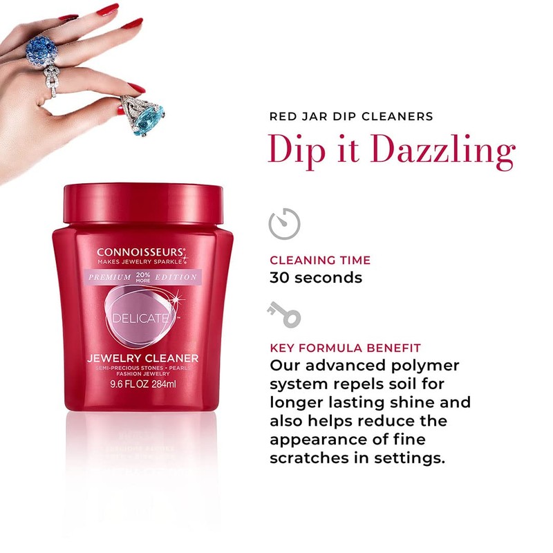 Connoisseurs Premium Edition Delicate Jewelry Cleaner Solution for Pearls, Gemstones,