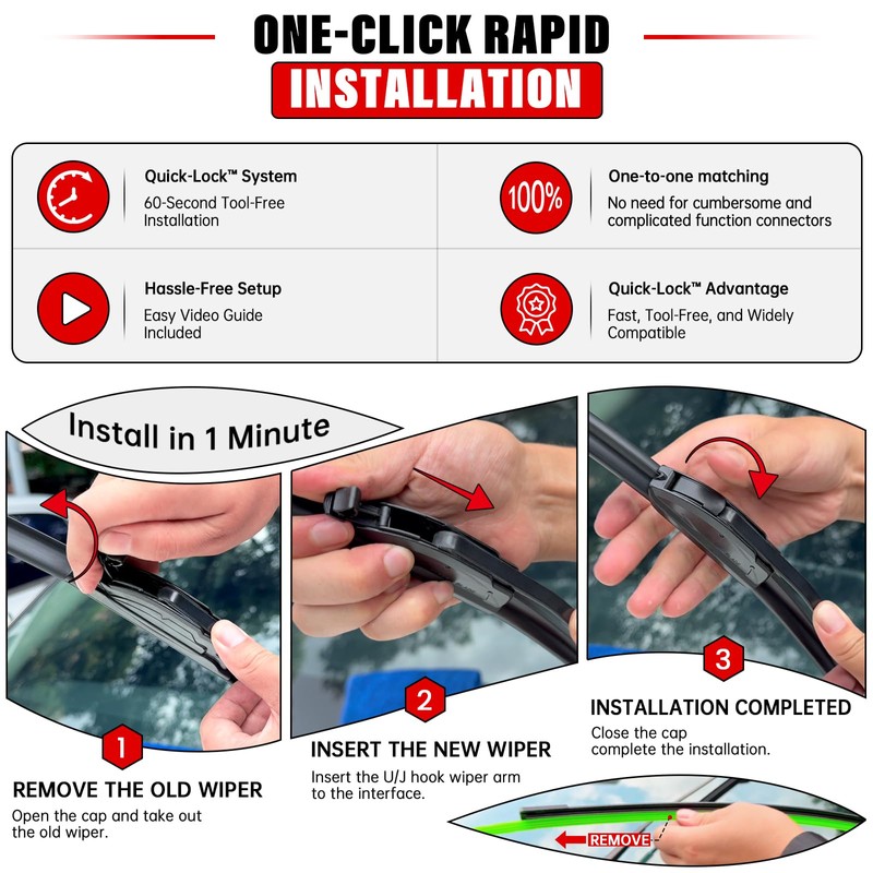 RAINTOK Windshield Wiper Blades Replacement for Nissan Juke 2011 2012
