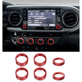 Interior Accessories for Toyota Tacoma 2023 2022 2021 2020 with 8" or 7" Touchscreens, Decorated Button Knob Covers for Air Conditioner AC Audio CD Radio Switch, Aluminum Alloy Trim Knob Rings, 6PCS