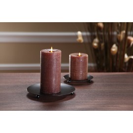 Hosley Set of 6 Black Iron Pillar Plates 7 Inch Diameter Ideal or Use for Weddings Candle Gardens Spa and Aromatherapy Incense Cones or Just As a Pedestal W1