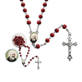 St. Padre Pio Red Scented Rosary (12 PCS) with Organza Gift Bag