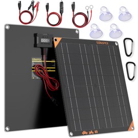 SUNAPEX 12V 20 Watt Solar Trickle Charger Maintainer - Waterproof Solar Powered Battery Charger - Solar Panel Kit Built-in Smart Charge Controller for Car Rv Trailer Truck Boat Automotive Marine