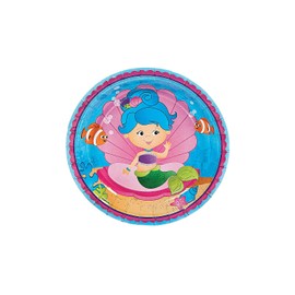 Fun Express Mermaid Party Paper Dessert Plates - Multicolor Mermaid Party Decorations Disposable Tableware - Sea Girls Shower Iridescent Mermaid Themed Ocean Birthday Party Decorations - 8 Pieces