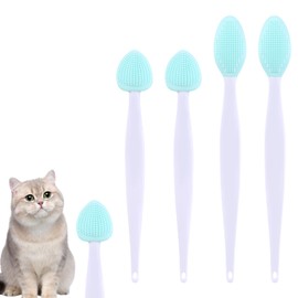 JJUNW 4Pcs Cat Acne Brush Set, Chin Treatment, Black Seed Exfoliating Brush, Dual Sided Silicone Brush for Chin Acne and Blackhead Exfoliation