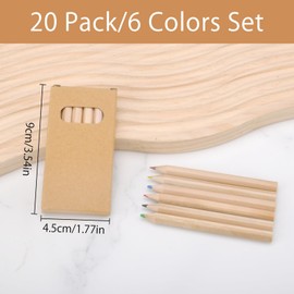 HENGBIRD 20 Packs Colouring Pencils Set with 6 Colouring Pencils, Red, Yellow, Brown, Green, Blue, Black Mini Colouring Pencils, Multicoloured Wooden Pencils in Cardboard Case, Colouring Pencils for