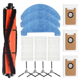 Replacement Parts for Loorow AT800 3-in-1 Robot Vacuum Accessories 1 Main Brush 4 Side Brush 3 HEPA Filter 3 Mop Pad 3 Dust Bags