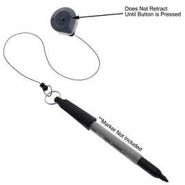 2 Pack - Retractable Pen Holder (Marker & Carpenter Pencil Compatible)"Stay Open" Ratcheting Pull Cord - Belt Clip Reel & Small Key Ring by Reel-N-Rite (STAYS EXTENDED Until Button is Pressed)