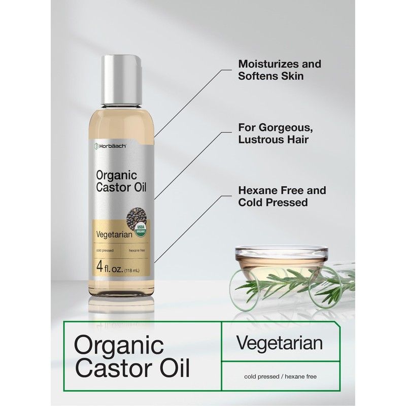Horbäach Organic Castor Oil | 4 fl oz | Cold